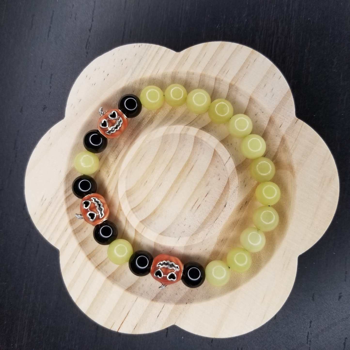 Genuine Crystal Pumpkin Charm Stretch Bracelet