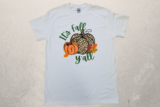 It's Fall Y'all Leopard Print Pumpkin Sublimation T-Shirt