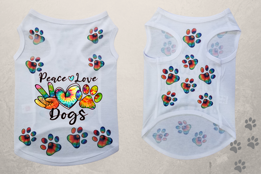 Peace Love Dogs Tye-Dye Sublimation Pet T-Shirt