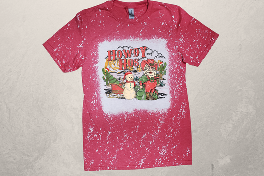 Howdy Hos Cowboy Santa Christmas Sublimation T-Shirt