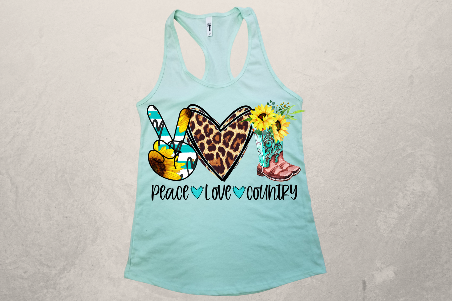 Peace Love Country Sublimation Racerback Tank Top